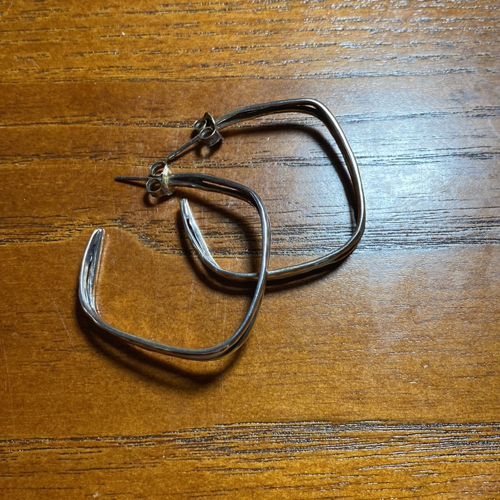 Silpada sterling silver post hoop earrings - Picture 2 of 3
